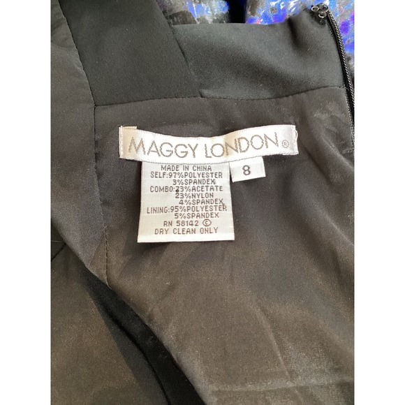 Maggie London Womens V-Neck Sleeveless Sheath Cocktail Dress Multicolor Size 8 - Picture 5 of 10